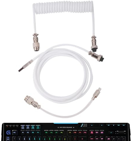 Duroecsain Spiralkabel för mekaniskt tangentbord, kabel för mekaniskt tangentbord, flexibel upprullad tangentbordskabel | Lindad kabel för mekaniskt tangentbord, upprullad tangentbordskabel