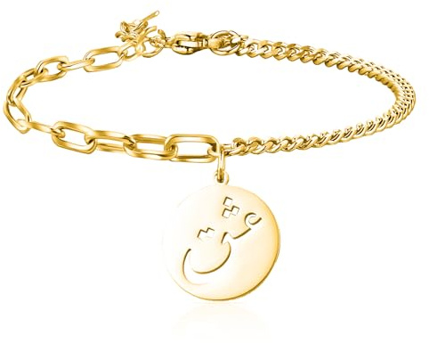 VASSAGO Islamische Armband Allah Arabische Armreif Armbänder für Frauen Männer Islam Muslimische Arabische Kalligraphie Link Armband Islam Eid Islamische Arabische Geschenk Schmuck