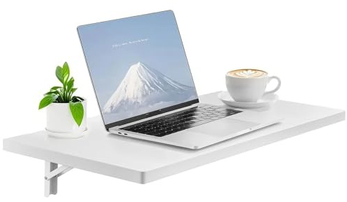 VEVOR Mesa Plegable en la Pared, 1200 x 500 x 202 mm, Escritorio Flotante con Soporte de Hierro, Mesa Plegable para Espacios Pequeños, Oficina en Casa, Comedor, Cuarto de Lavado, Cocina, Bar, Blanco