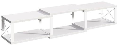 MAHANCRIS Floating TV Unit, TV Stand Cabinet with Storage, TV Shelf for Wall for Under TV Storage, Wall-Mounted Entertainment Console Center for Living Room, Bedroom, White ATVBW10101