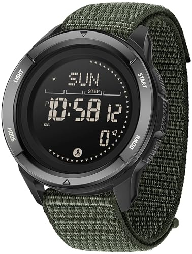 findtime Kompass Digitale Militär Uhr für Herren Damen Gummi Armbanduhren mit Metronom Schrittzähler Duale Zeitzone Timer Stoppuhr 5ATM wasserdichte Digitaluhren