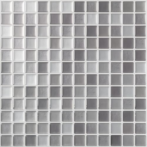 Hode 3D Klebefliesen Küche Fliesenaufkleber Bad Selbstklebende Fliesenfolie | 23.6x23.6cm Klebefliesen Grau Mosaik Mosaikfliesen Selbstklebend Fliesen Folie Wasserdicht Wandfliesen Küchenfliesen 4 Stück