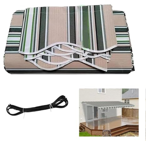 WDQUSLQQ Einziehbarer Ersatzstoff Der Patio -markise (nur Stoff) mit Volant Sunscade Baldachin Tuch Wasserdichtes Polyester Sun Shade Shelter Canvas(Size:3x2m,Color:Stripe)
