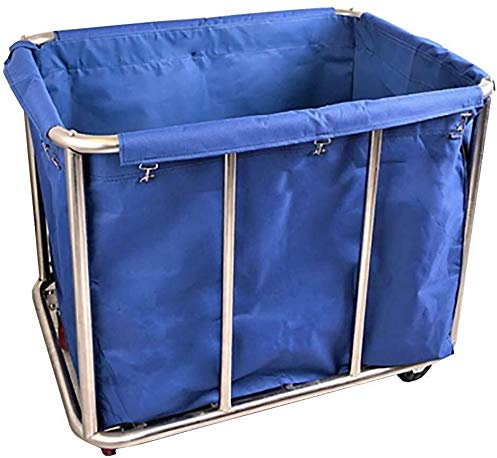 Korbwagen, gewerblicher Wäschewagen, 200 kg Tragkraft – robuster Servicewagen mit leisen Rädern und abnehmbaren Taschen (blau)