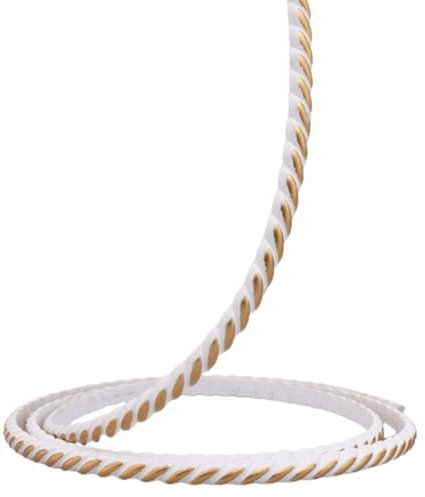 Artibetter Moldura Decorativa Autoadhesiva Flexible Para Borde De Azulejos y Esquinas De Pared, Línea De Adorno De Pvc Blanca y Dorada, 10 Mm x 5 Metros, Para Decoración De Interiores