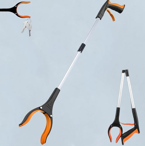 33in/84cm Litter Pickers for Adults Helping Hand Grabber Stick for Disabled Elderly Aids for Daily Living Reacher Grabber for Bending Pick Up Stick Grabber Disability Aid (Orange)