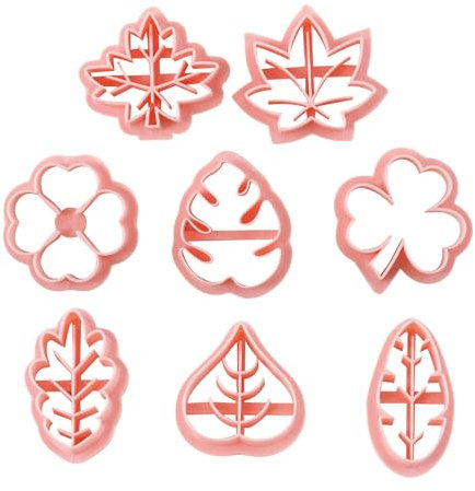 Molde para galletas en forma de hoja, bonito cortador de masa para base de tartas, juego de 8 piezas para moldear masa con accesorios de cocina para prensar pasta de fondant