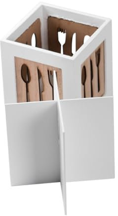 TOPPERFUN Porta Utensilios Para Cocina Caja De Cubiertos Múltiples Compartimentos De Madera Organizador Funcional Hogar y Almacenamiento De Palillos y Utensilios Pequeños