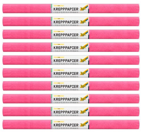 Krepppapier-Rollen, nassfest, 50 cm x 2,5 m, 10 Rollen, pink