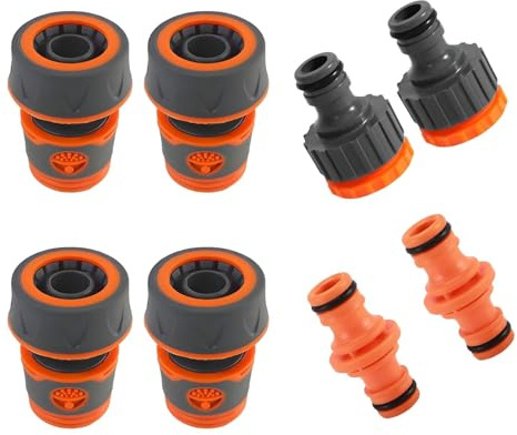Lyivisk Juego de 8 conectores para manguera de jardín, conector doble, conectores rápidos y acoplamientos para extensión de manguera, ideal para riego de jardín (3/4 pulgadas)