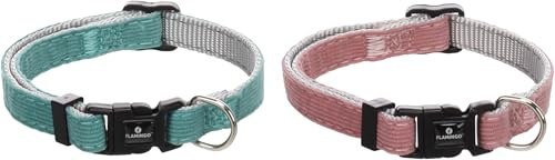 Halsband Hund - hundehalsband - Flamingo Elfi Nylon mit Cord Welpen Halsband Mehrfarbig XS | 20-35cm x 10mm x 2mm