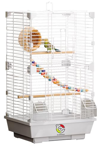Craftsboys Basic Bird Cage, 24.8inch Parrot Cage (24.8 x 14.6 x 11),Bird Cage with Ladder, Horizontal Bar, 2 Feeders, and Swing