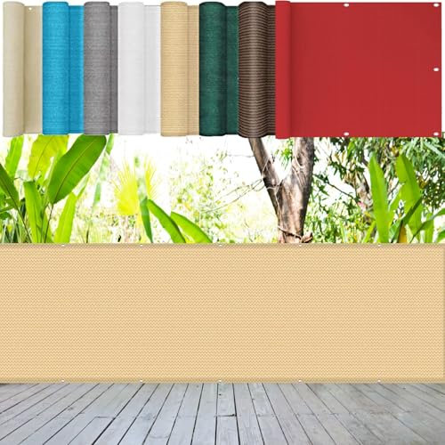 Pantalla de Balcón 125 x 150 cm 220G/M² Densidad HDPE UV Protección Transpirable, Fácil Instalación Pantalla HDPE para Balcón para Jardín, Vayas O Piscina, Amarillo Arena