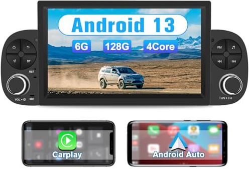 AWESAFE 7 Pollici Autoradio Android 13 per Fiat Panda (2013-2021) Car Radio 1 DIN (6+128GB) con CarPlay Android Auto FM RDS GPS Bluetooth WIFI USB Comandi al volante