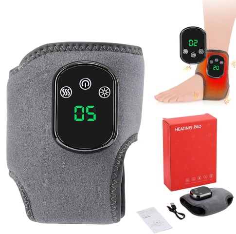 Elektrisch Fußmassagegerät Tragbares kabelloses Knöchelmassagegerät mit 1800mAh Akku, 5 Wärmestufen 3 Vibrationsmodi, Aufladbare Massagegerät für Knöchel, Ferse, Sohle, Fußrücken