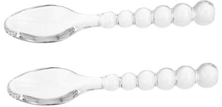 TOVINANNA Cucharas para Postre y Aperitivo 2 Piezas de Vidrio Transparente Cuchara Mezcladora Creativa para Té y Yogur Uso en Reuniones y Fiestas