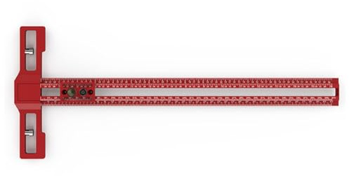FUANA 16 Inch Aluminum T Type Woodworking Scriber Ruler with Metric and Inch Scales, Precision T-Square Marking Tool, Red