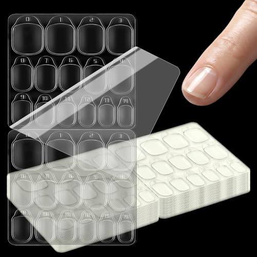 Nogeqi 300 stycken självhäftande kuddar naglar 20 ark nagel självhäftande kuddar transparent dekal dubbelsidig press på dyna för gör-det-själv nagelstudiotillbehör