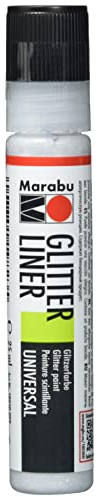 Marabu 18030009582 - Glitter Liner silber, Glitzer - Effektfarbe auf Wasserbasis für bezaubernde Glitzereffekte auf Stoff, Holz, Metall speichelecht, einfache Fixierung