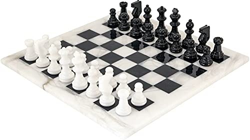 Schwarz und weiß Alabaster Schach Set 36.8cm