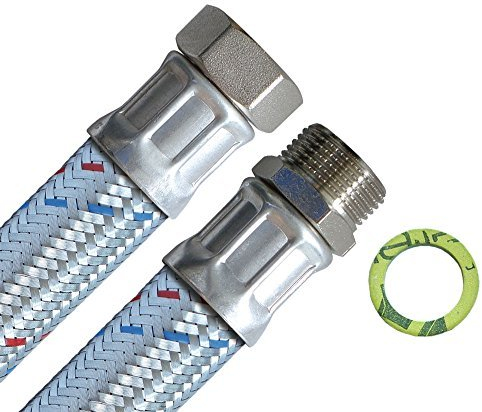 H2O-Flex® Panzerschlauch DN25 Flexschlauch1 zoll ÜM x 1 zoll AG Heizungsschlauch Nutzwasserschlauch für die Heizungsinstallation Hauswasserwerk PN10 Pumpenschlauch Solarschlauch