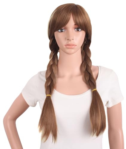 MapofBeauty 70cm/ 28 pulgada largo rizo en trenza seorita en trenza Pelucas (Ligero marrón)