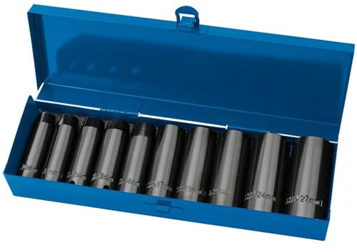 Draper 38369 Expert Hi-Torq Metric Socket Set, 1/2 Square Drive, 10 Pieces , Black