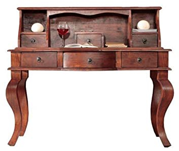 MASSIVMOEBEL24.DE Oxford Schreibtisch Akazie 130x60x112, Farbe:Dunkelbraun lackiert, Größe:130x60x112 cm (BxTxH)