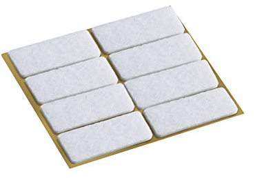 Metafranc 645276 Lot de 8 patins en feutre autocollants Blanc 44 x 16 mm Protection efficace de vos meubles et chaises pour sols délicats