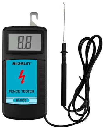 ALLOSUN Electric Fence Tester Fault Finder Digital Electric Fence Voltage Tester Max 9.9kv, Blue (EM555)