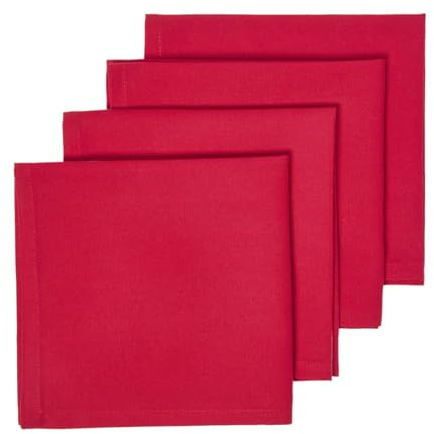 HOMESCAPES Stoffservietten rot, 4er-Set Servietten 45x45 cm, Festliche Tischservietten aus 100% Baumwolle, waschbar & wiederverwendbar