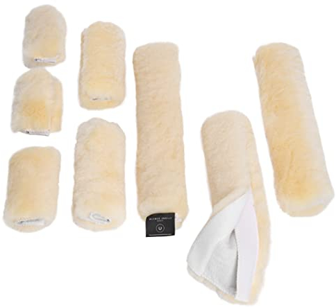 Werner Christ Halfterset 8-Teilig Schonern aus echtem medizinischem Fell für Pferde, Halfter für Nase, Kinn, Genick, Backen und Kehle, in Natur