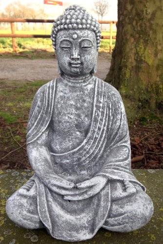 Steinfigur Buddha, Frostfest bis -30°C, massiver Steinguss