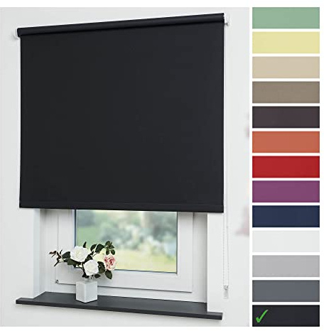Liedeco® Rollo, Fenster Rollo, Kettenzug-Rollo / 162 x 180 cm (Breite x Höhe), schwarz/Verdunkelnd, Abdunkelnd, Blickdicht/viele Farben, Größen/Breiten 60-200 cm/Variable Montage möglich