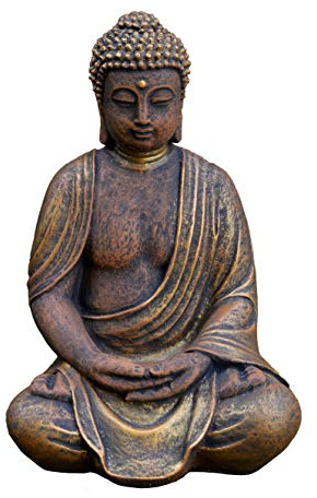 gartendekoparadies.de Figure de Pierre Massive Bouddha en Pierre reconstituée, résistant au Gel (Or)