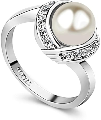 ACEFEEL Fashion Cocktail Pearl Rings for Women Costume Jewelry Statement Ring R103