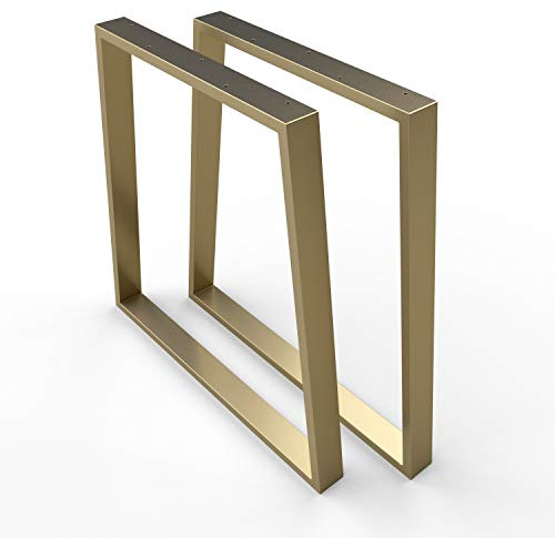 sossai® - struttura tavolo trapezoidale TKG6| Set di 2 | gambe per tavolo | Larghezza 70 cm (50 trapezoidale) x altezza 70 cm | Colore : oro | Materiale: acciaio