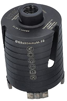 BTEC – Diamant Dosensenker 68 mm mit M16-Aufnahme + 80 mm Nutzlänge – Dosenbohrer für Mauerwerk, Kalksandstein, Ziegel, Poroton, Putz uvm. – Diamant Bohrkrone