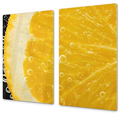 Küchenbrett aus Hartglas und Induktionskochplattenabdeckung – Schneideplatten SINGLE mit 60 x 52 cm und DOUBLE - zwei Bretter mit 30 x 52 cm D07F Fruits and vegetables