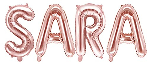 Ballon Foil Mylar Pink Gold Geschrieben Nome Sara 35 CM