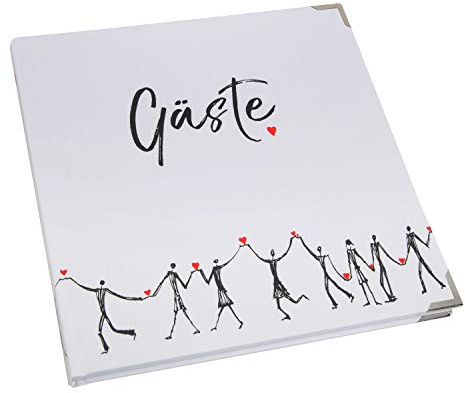 Logbuch-Verlag Gästebuch schwarz weiß rot mit Herzen zur Hochzeit 21 x 21 cm - Hochzeitsgästebuch - leeres Einschreibbuch für Gäste