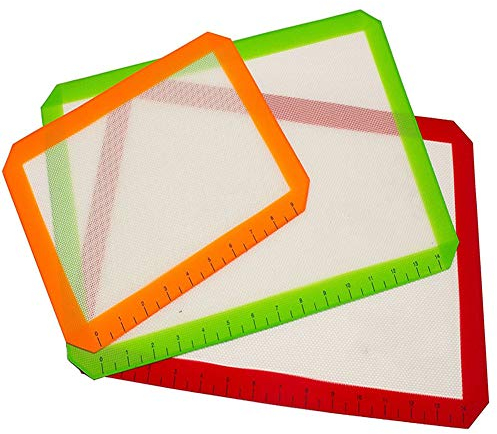 RONGJJ Backofen 3 Stück Silikon Backmatten, Macarons Backmatte, langlebiges Wiederverwendbares Backpapier, Hitzebeständige Antihaftbeschichtung, für Jede Familie antihaftend