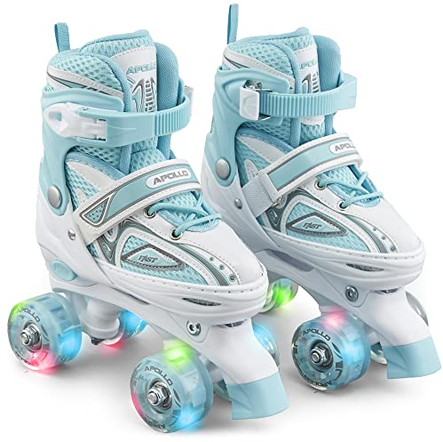 Apollo Super Quad X Pro | verstellbare Rollschuhe für Kinder | komfortable, größenverstellbare LED Roller Skates | Rollschuhe für Mädchen und Jungen | Größen 31-42