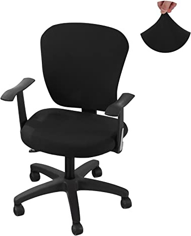 Jaotto Fodera per sedia da ufficio estensibile, fodera per sedia da ufficio girevole smontabile moderna, fodera per sedia estensibile elastica, protezione per sedia da ufficio, nero