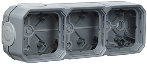 Legrand - Wasserdichtes Gehäuse aus Plexo mit 3 Anschlüssen für horizontale oder vertikale Montage mit 5 weichen Endkappen in grauem Finish