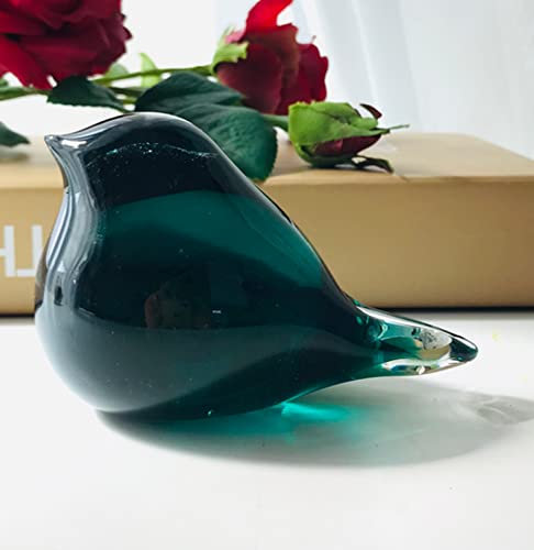 DECRZPB Handgefertigte Glasfigur dunkelgrün Vogel Taube Schwalbe mundgeblasenes Glas farbige Glasur Briefbeschwerer Geburtstagsgeschenk Tischdekoration Heimdekoration
