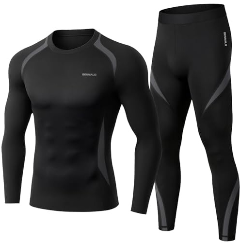 BENNALD Ropa Interior Térmica Hombre para Hombre, Ropa Interior Térmica de Invierno Ropa Interior Funcional Camiseta Térmica Hombre Deportes Gris XL