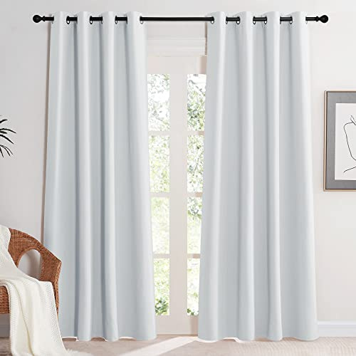 KGORGE Blickdichte Vorhänge Hitzeschutz Thermovorhang mit Ösen | Grauweiß,2er Set,220 x 140 cm(HxB),Thermo Vorhang gegen Hitze,Verdunkelung,Sonnenschutz,für Schafzimmer/Wohnzimmer