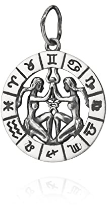 NKlaus Pendentif signe astrologique Gémeaux 925 argent Horoscope 25mm Zodiaque Pendentif 11112