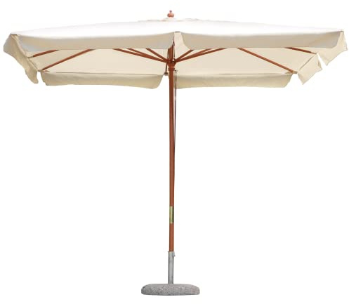 Gruppo Maruccia - Parasol de jardin 3 x 3 mètres - Poteau central - Structure en bois - Toile hydrofuge Écru, écru